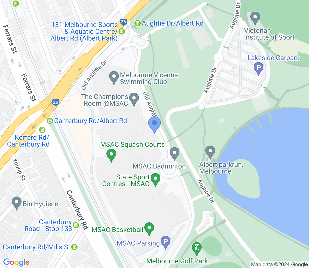 Google Maps image of Melbourne Sports and Aquatic Centre